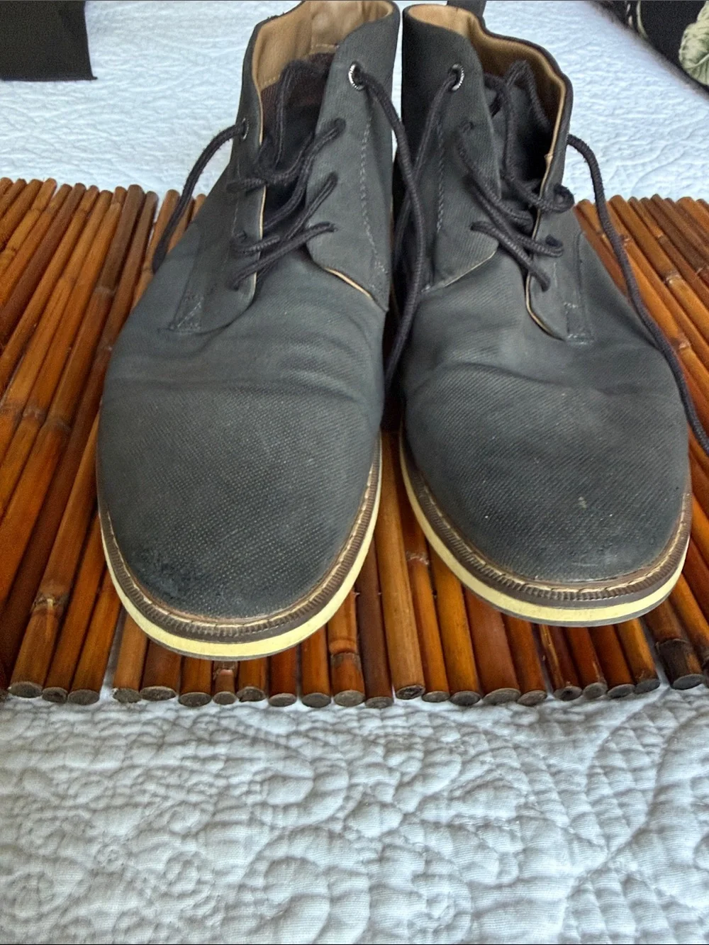 Goodfellow & Co Black Canvas Chukka Boots with Tan Trim